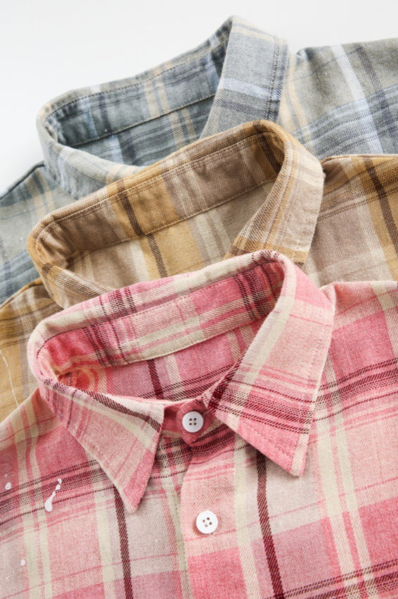 Men's Casual Plaid Shirt Long Sleeve