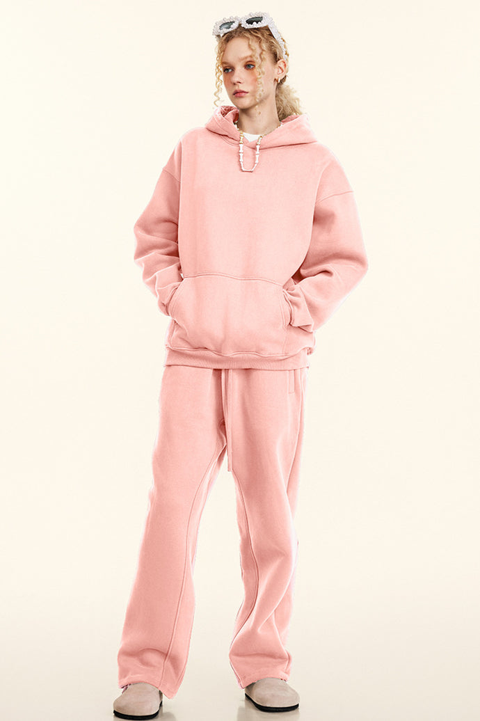 Solid Color Casual Thickened Hooded Sweatshirt and Sweatpants Set