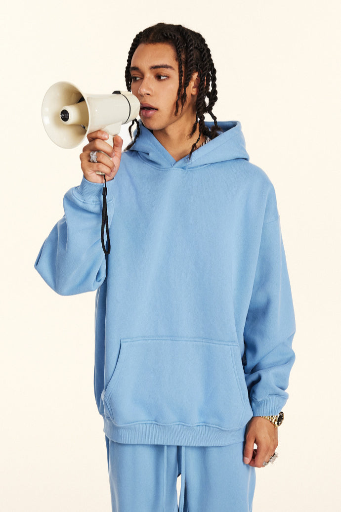 Relaxed Urban Style Solid Color Hoodie