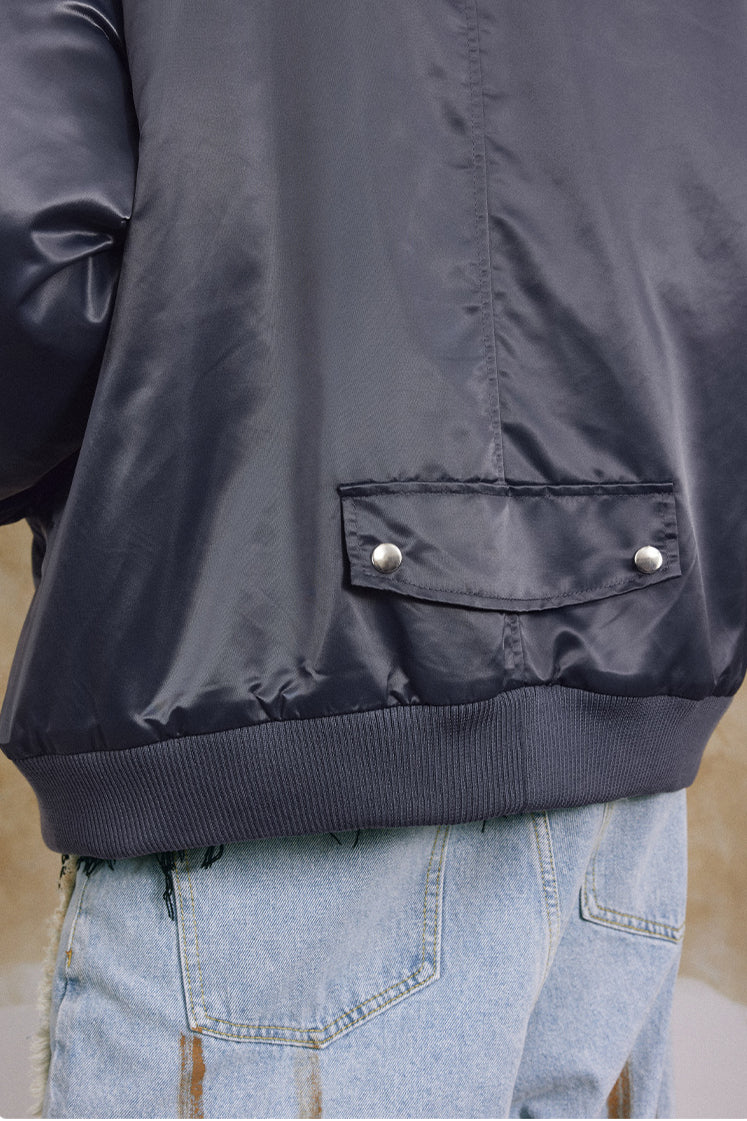 Stylish Snap Button Bomber Jacket