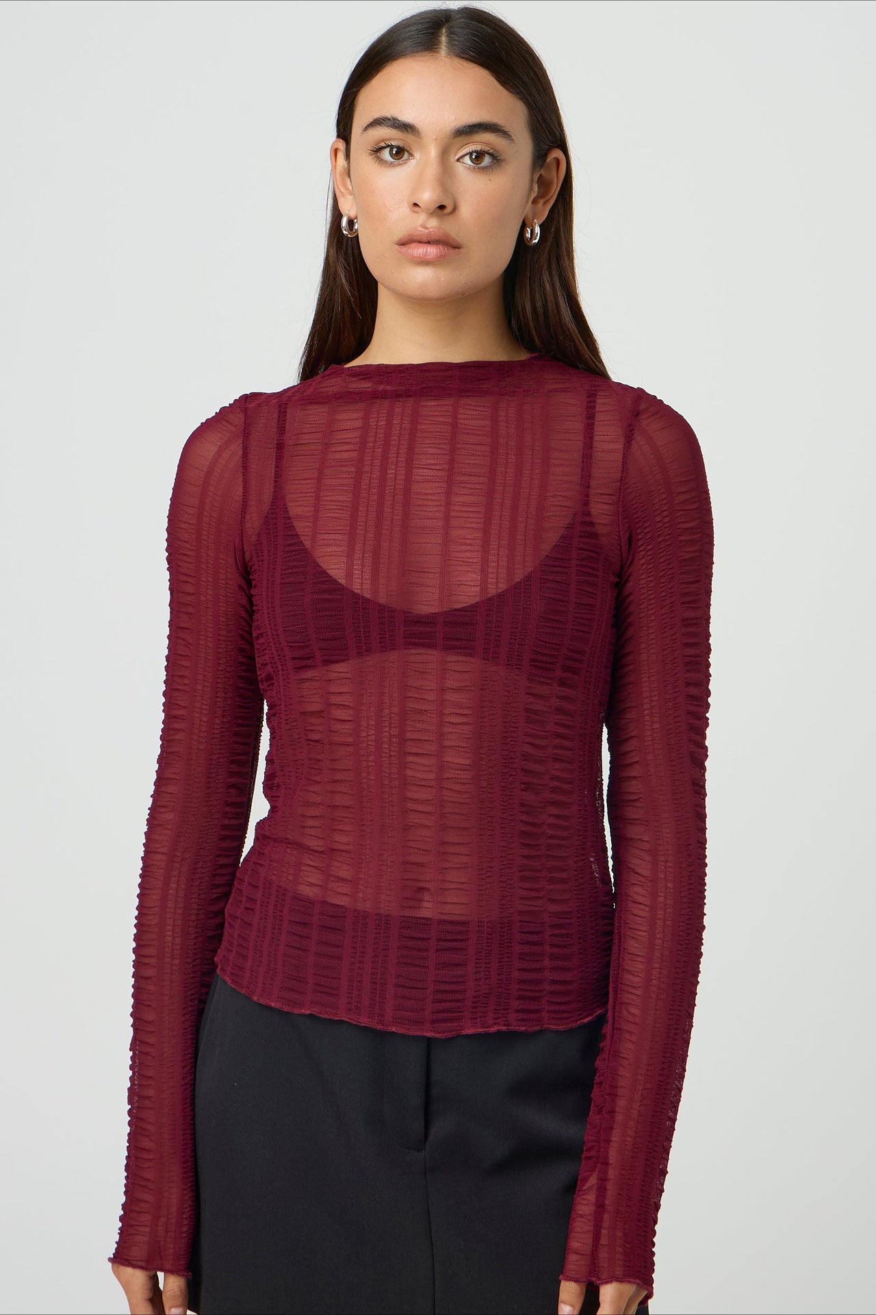 Women's Sheer Long Sleeve Mesh Shirt