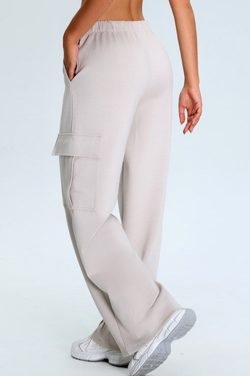 Casual Wide-Leg Cargo Sweat Pants for Relaxed