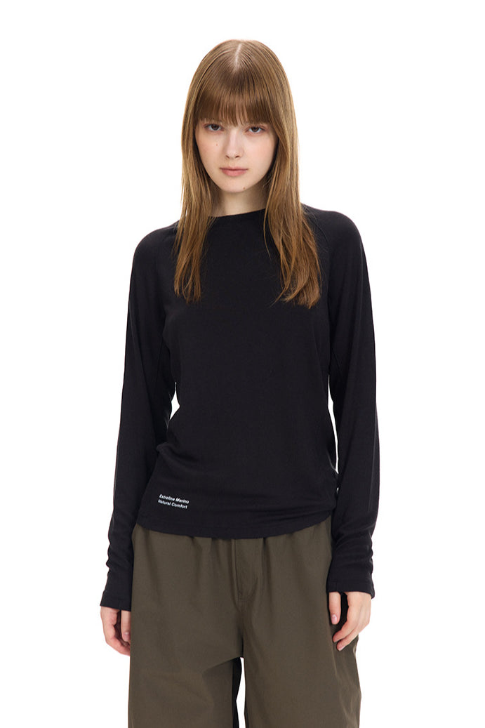 Women's Black V Neck Long Pullover