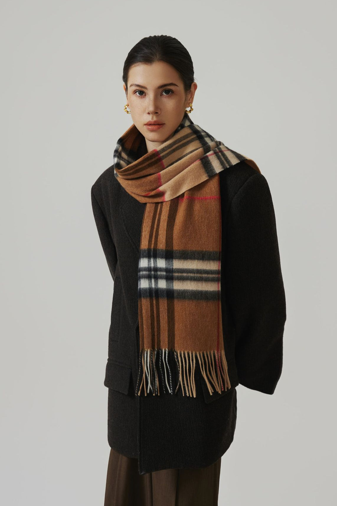 Classic Plaid Cashmere Tassel Scarf