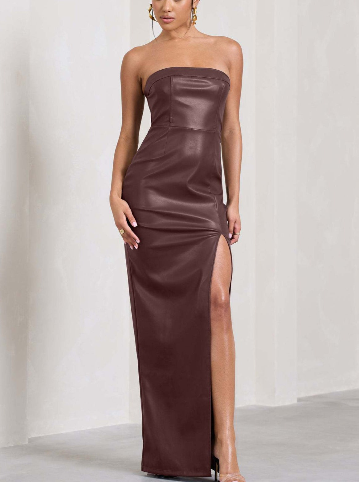 Strapless Slim Tube Midi Dress