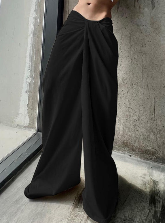 Low Waist Irregular Pleated Loose Pants