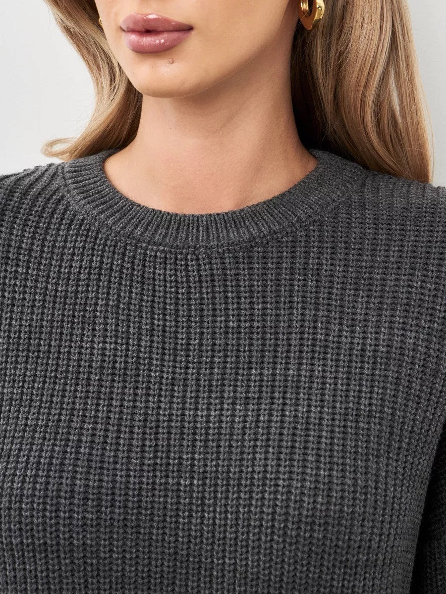 Pullover Damen Oversize - Strickpullover mit Rundhalsausschnitt