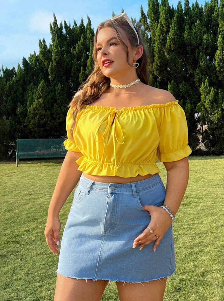 Yellow Summer Puff Sexy Sleeve