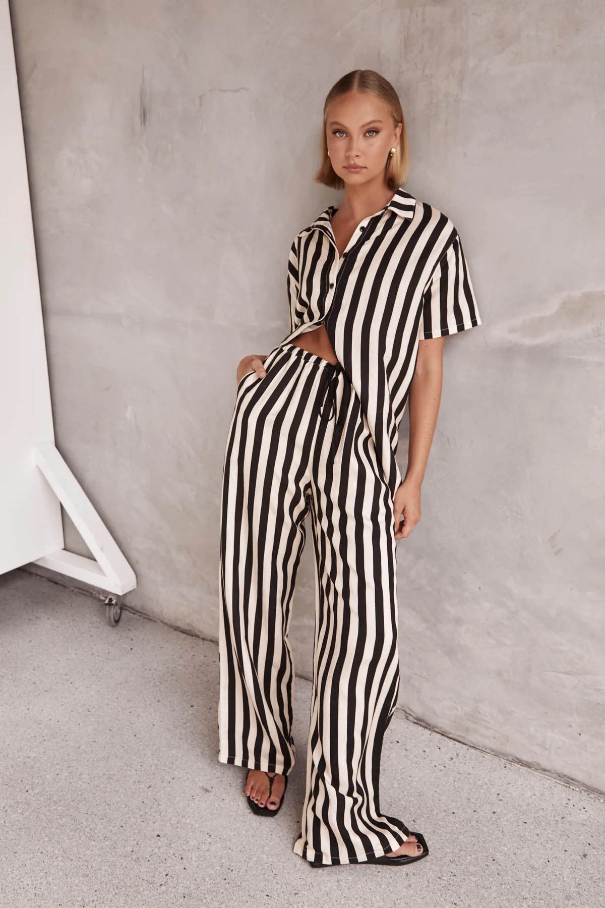 Casual Loose Striped Shirt and Pants Set