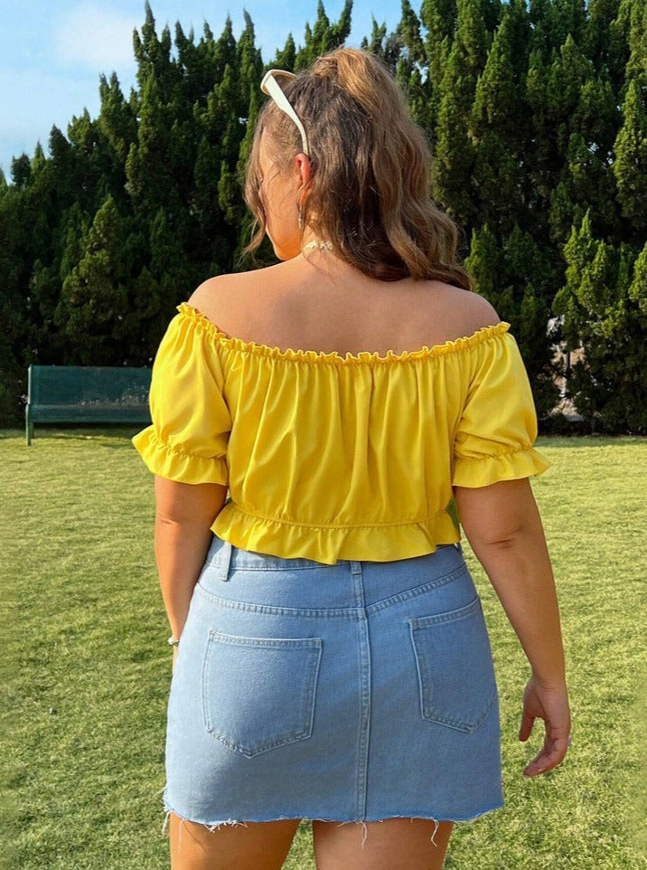 Yellow Summer Puff Sexy Sleeve