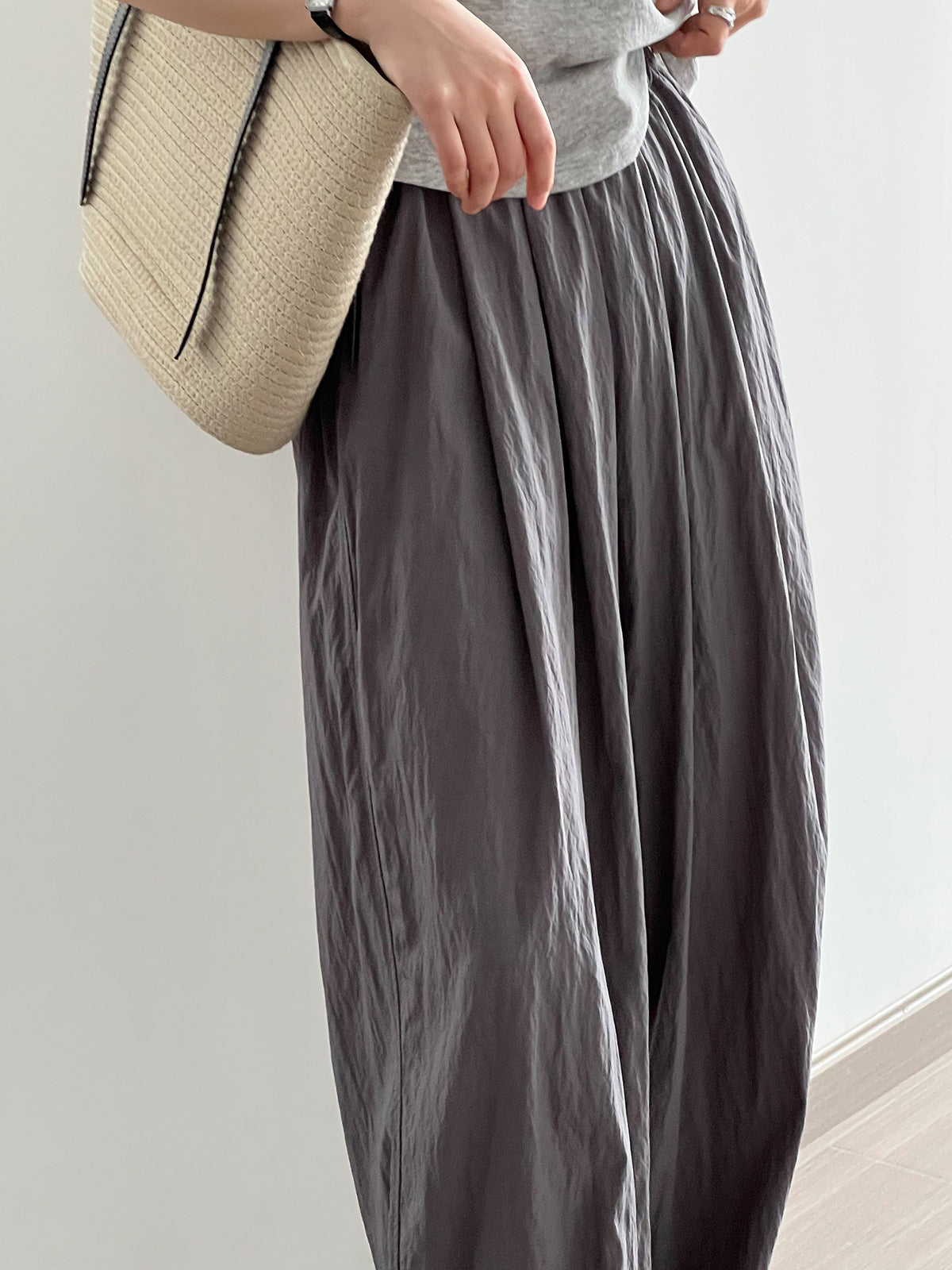 Gray Lazy Loose Wide Leg Pants