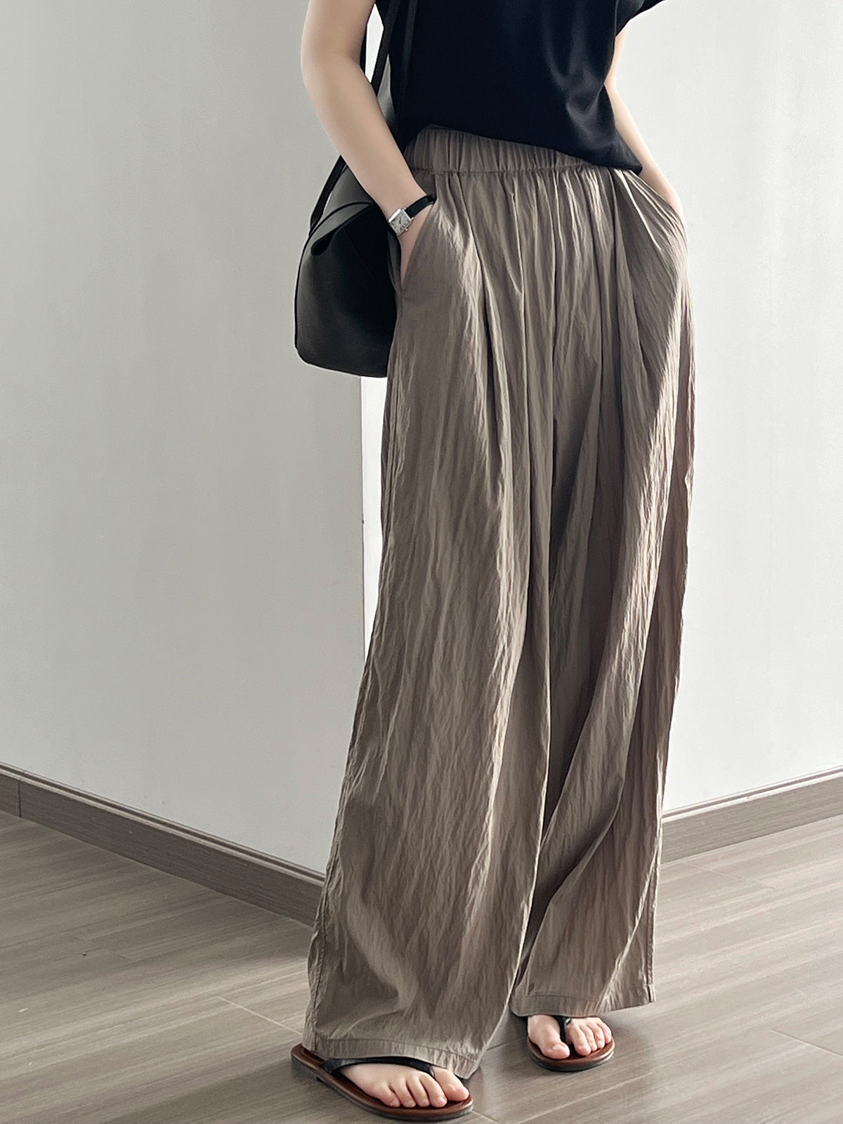 Coffee Lazy Loose Wide Leg Pants