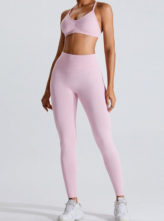 Solid Color High-Waisted Belly Lifting Sports Pants