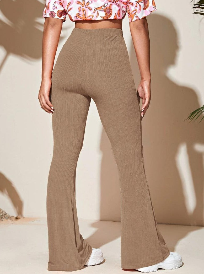 Brown Flare Leg Stretchable Pants