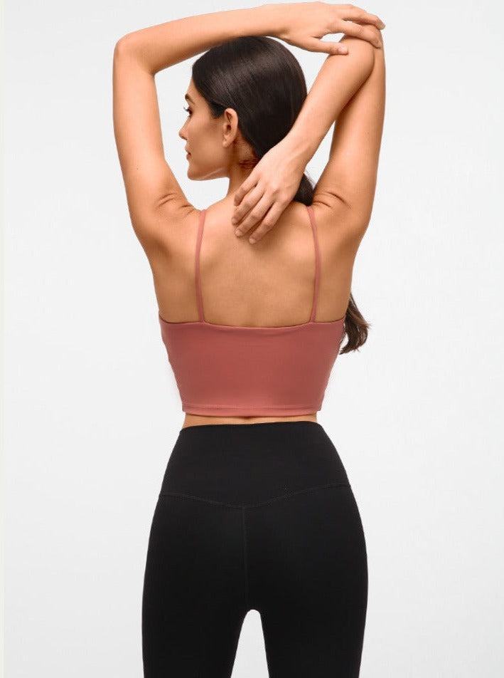 Peach Sleeveless Sport Yoga Crop Top