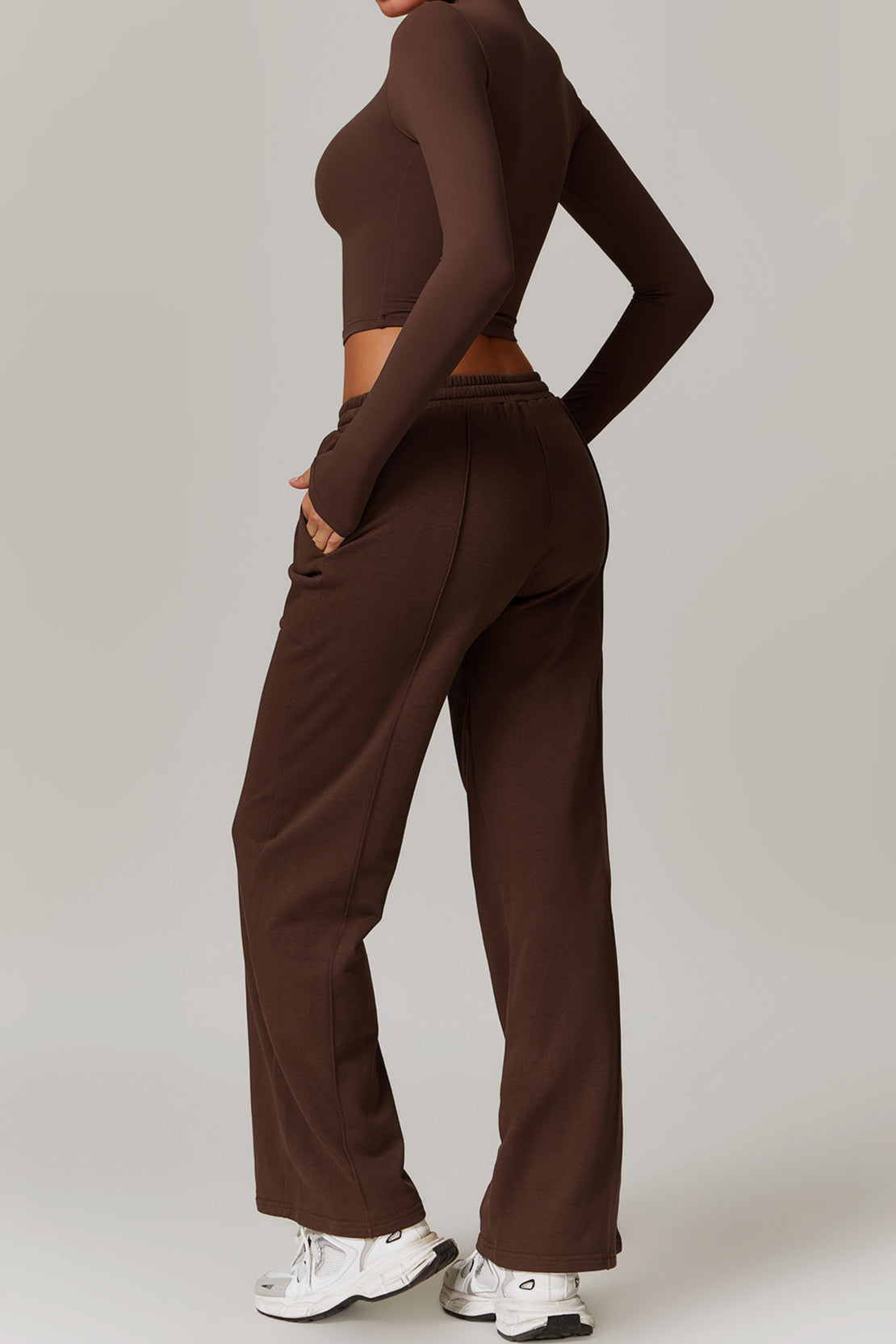 Women's Comfortable Casual Brown Drawstring Trousers for Lounge Wear