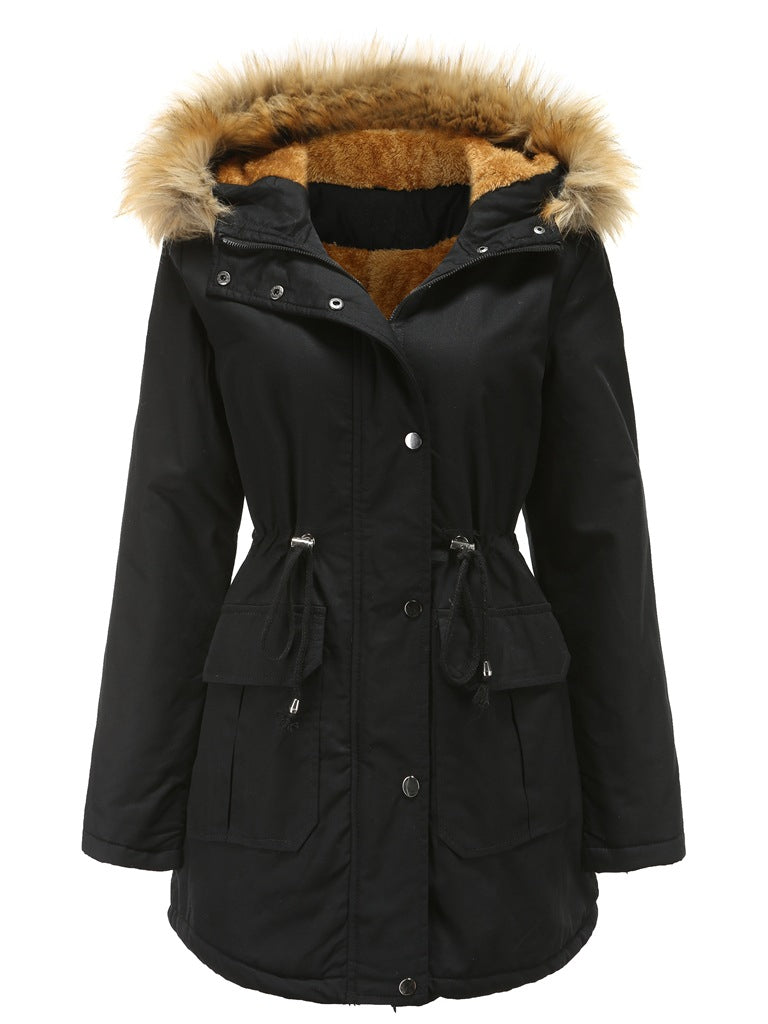 Damen Parka Mit Flauschfutter Und Fellkapuze – Warme Winterjacke Mit Taillenzug