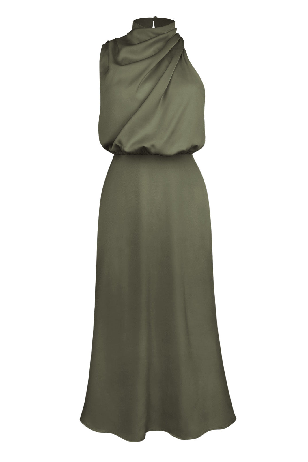 Elegant Green Halter Neck Dress