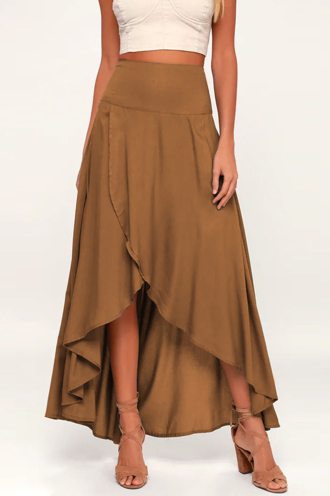 Casual Elastic Wrap Maxi Skirt