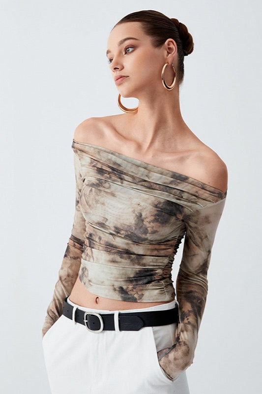 Women's Abstract Off-Shoulder Blouse